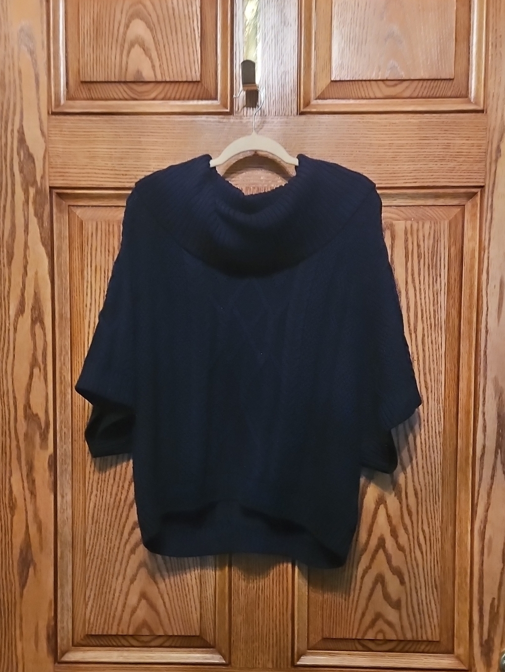 White House Black Market Navy Cowl Neck Short-Sleeve Sweater